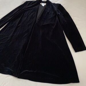 {VTG} J.R. Nites by Caliendo | Velvet Velour Long Open Cardigan Duster Jacket S